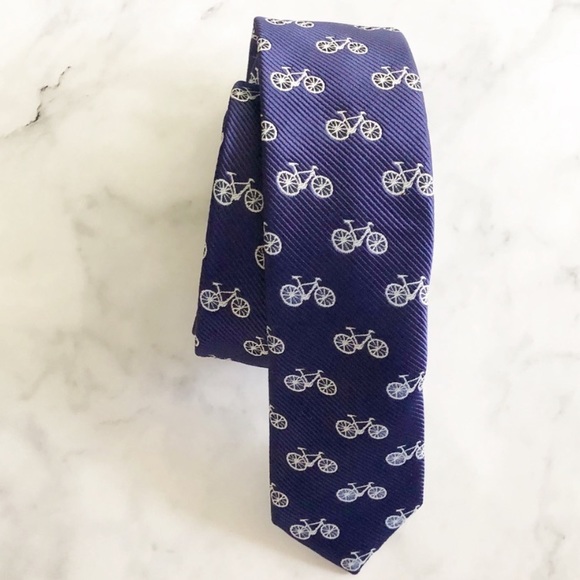 Mens Blue Tie with Bicycle print - Picture 5 of 7